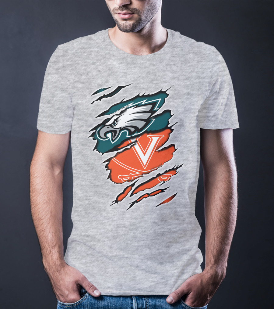 Philadelphia Eagles Virginia Cavaliers Logo Mashup T-Shirt
