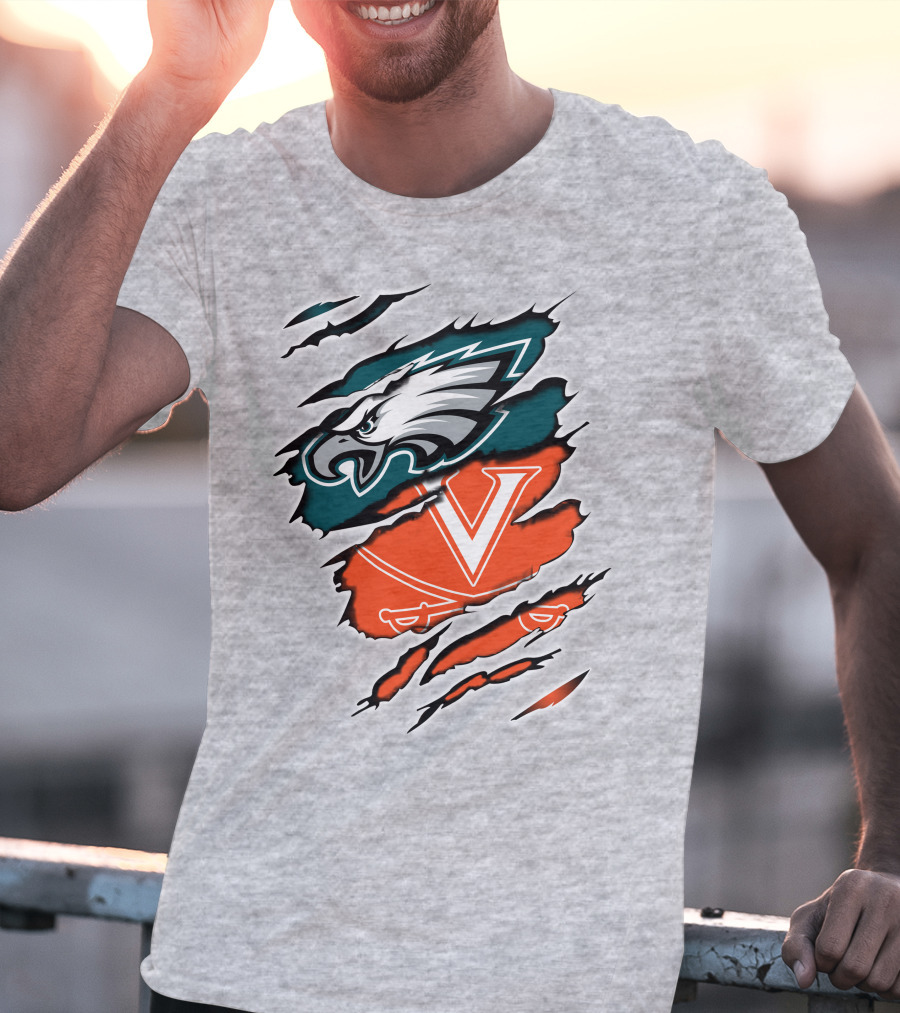 Philadelphia Eagles Virginia Cavaliers Logo Mashup T-Shirt