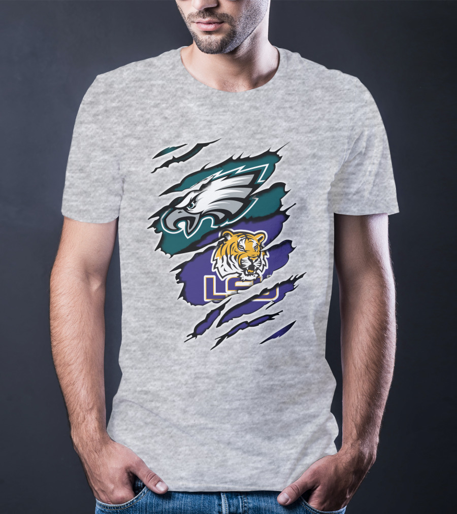 Eagles Philadelphia Tigers LSU Collaboration T-Shirt