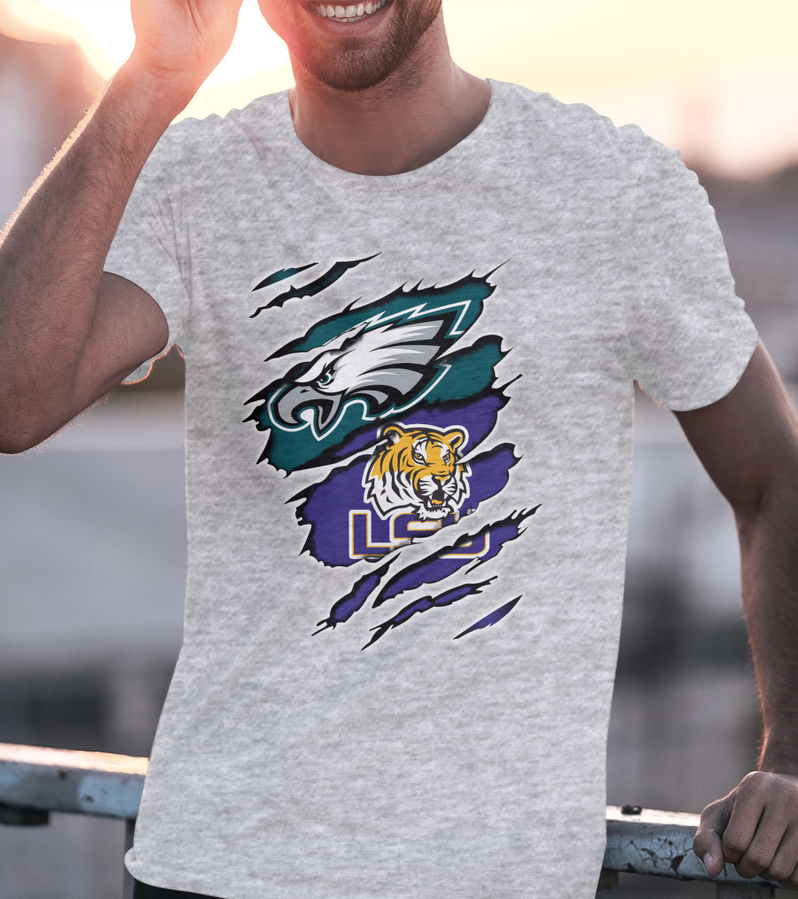 Eagles Philadelphia Tigers LSU Collaboration T-Shirt
