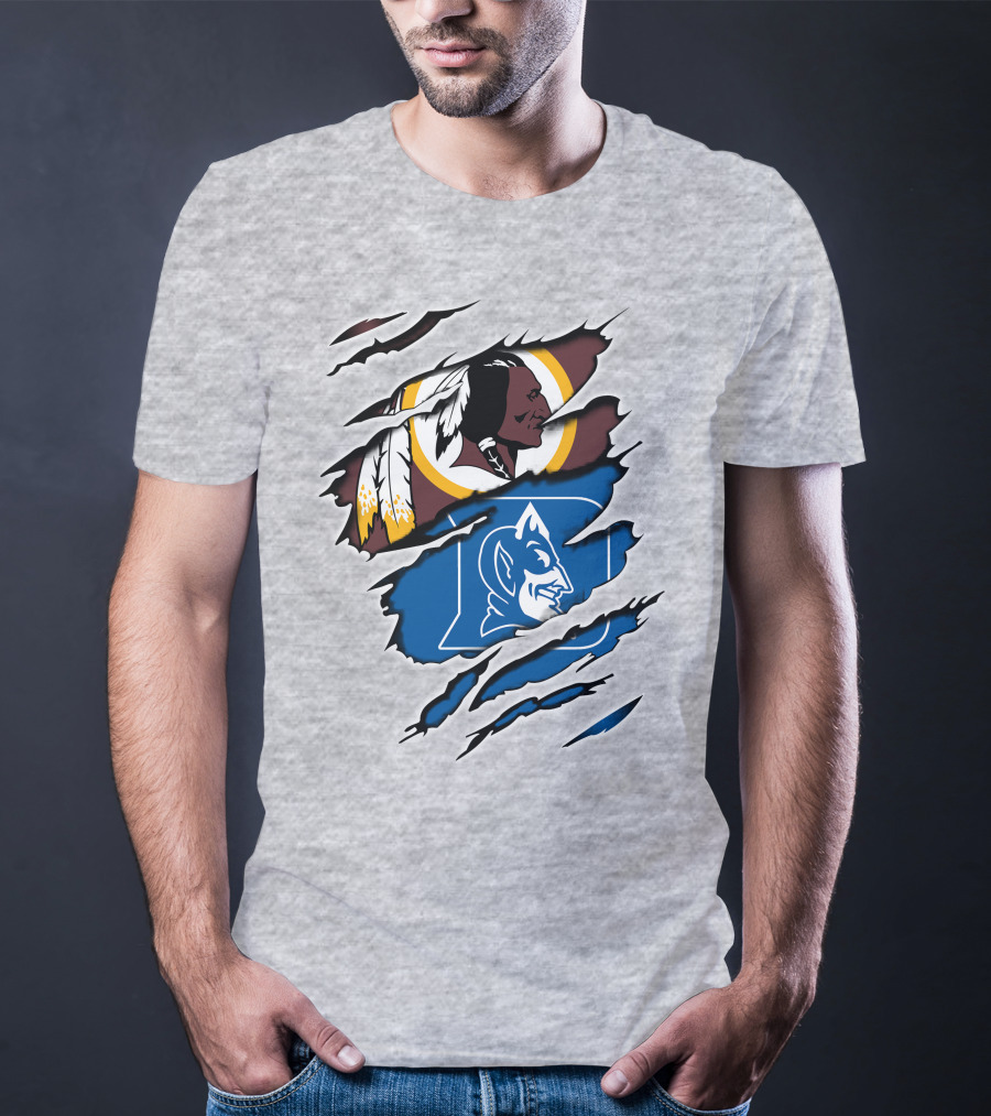 Redskins And Duke Blue Devils Iconic Logo Mashup T-Shirt