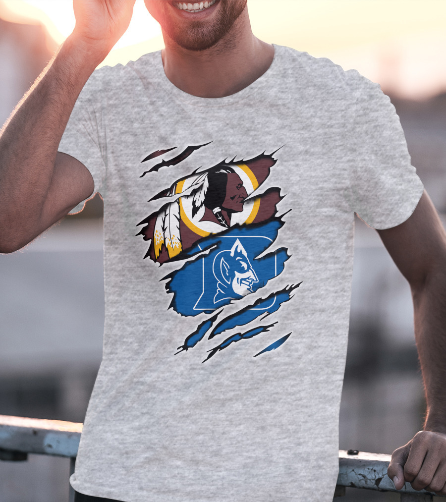 Redskins And Duke Blue Devils Iconic Logo Mashup T-Shirt