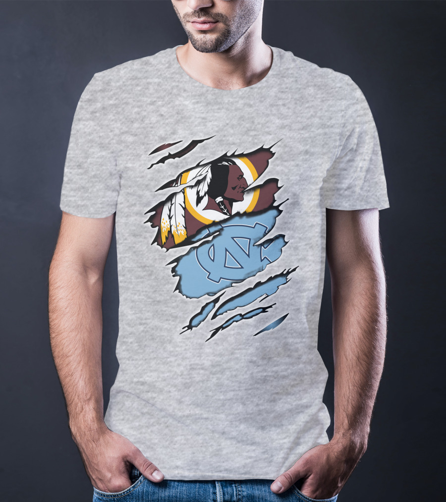 Washington Redskins North Carolina Tar Heels Logo Crossover T-Shirt