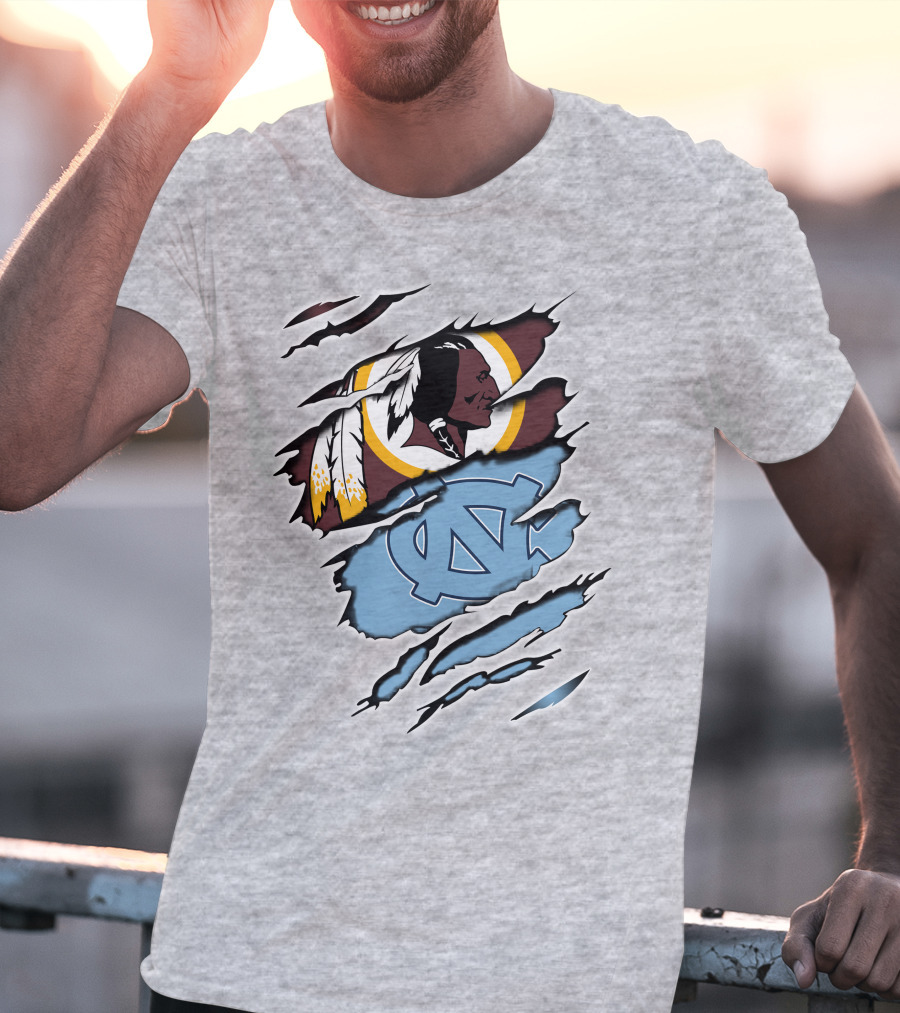 Washington Redskins North Carolina Tar Heels Logo Crossover T-Shirt