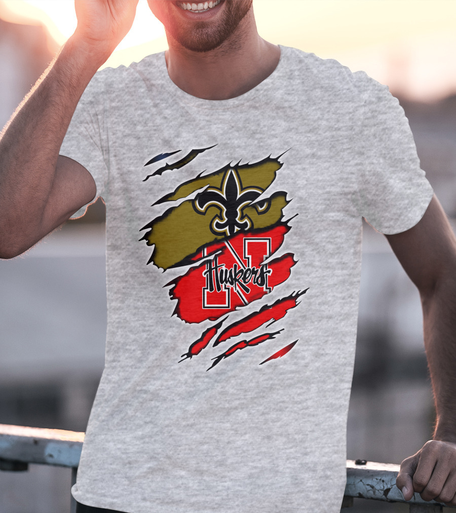 New Orleans Saints Nebraska Huskers Claw Marks T-Shirt