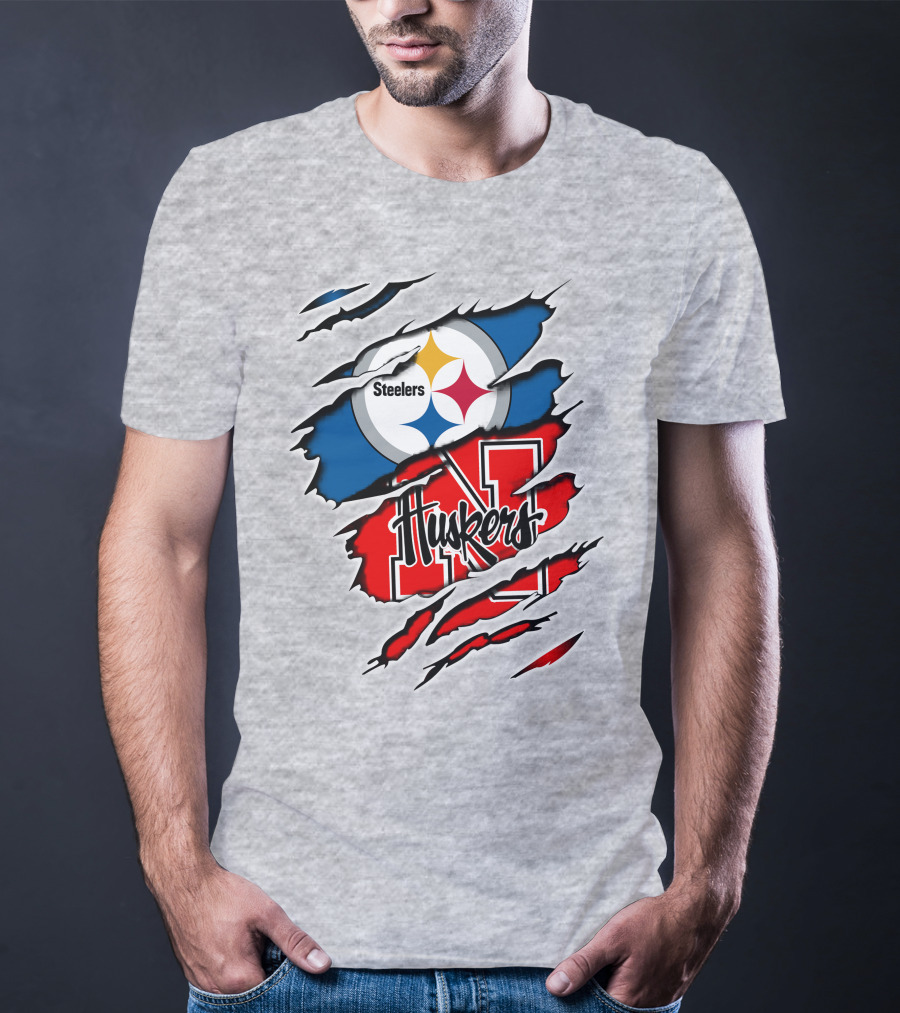 Steelers Huskers Torn Logo Fan Combination T-Shirt