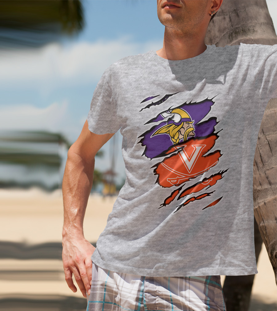 Minnesota Vikings Virginia Cavaliers Crossover T-Shirt