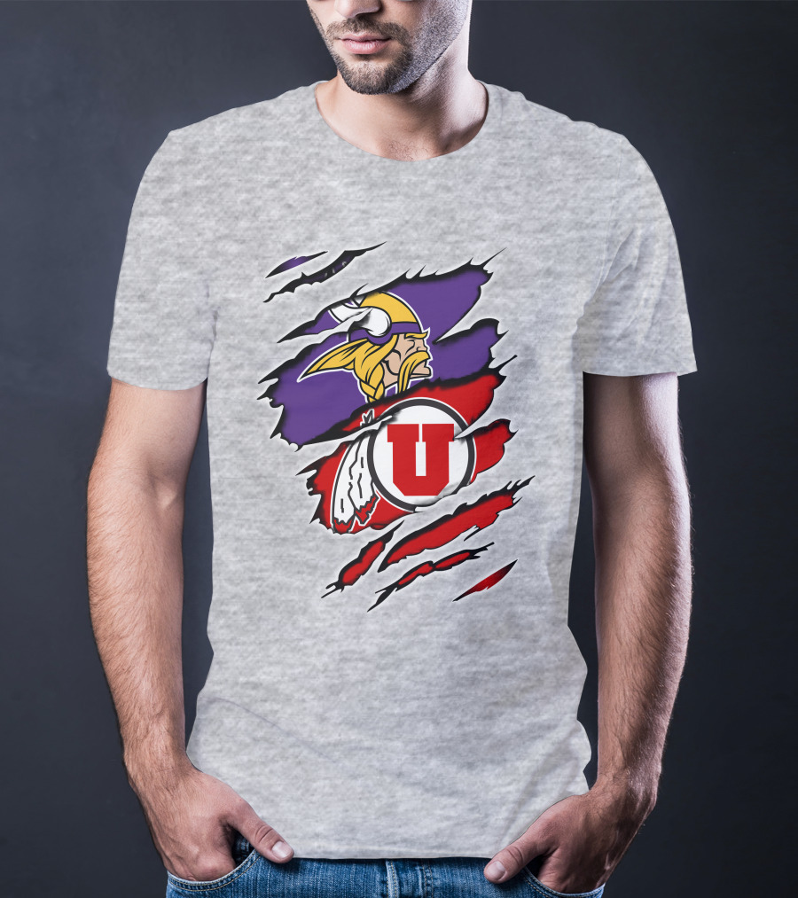 Minnesota Vikings Utah Utes Crossover Emblem T-Shirt