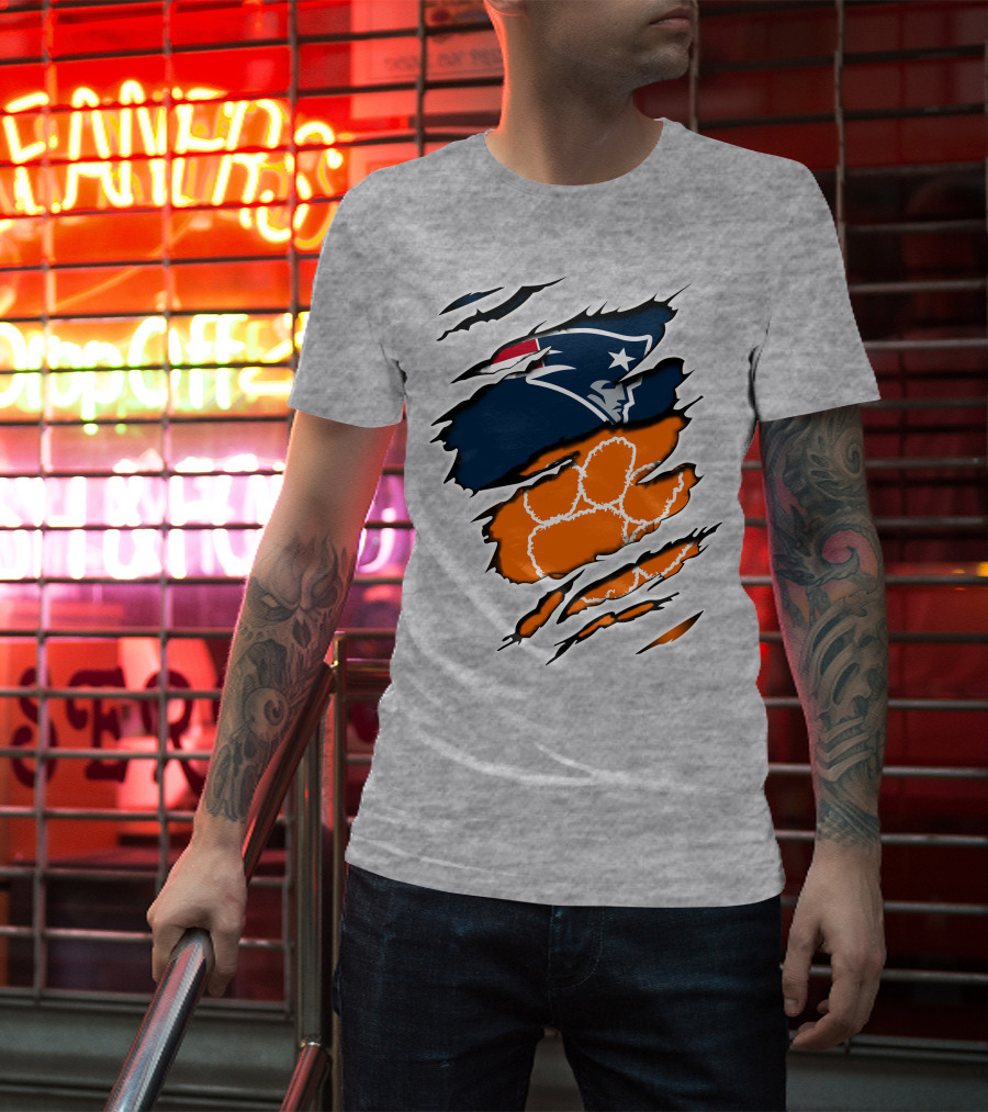 Patriots Clemson Tiger Paw Logo Fusion T-Shirt