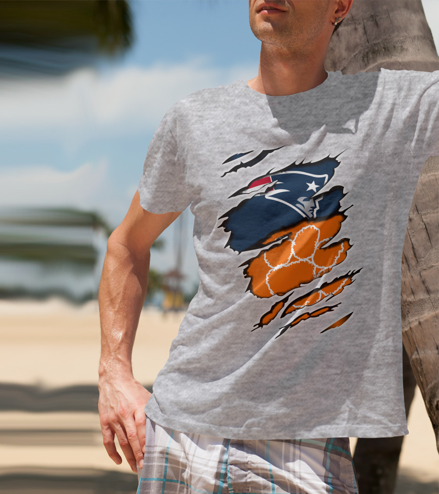 Patriots Clemson Tiger Paw Logo Fusion T-Shirt