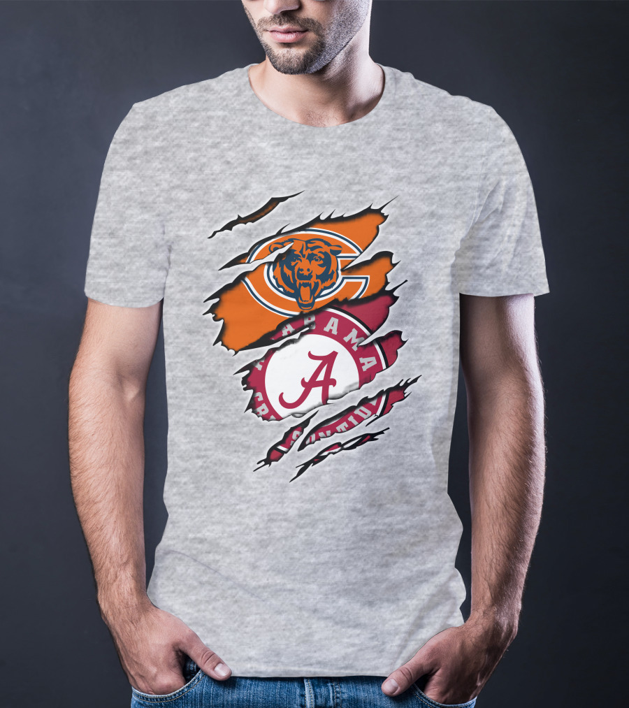 Chicago Bears Alabama Crimson Tide Logo Rip T-Shirt
