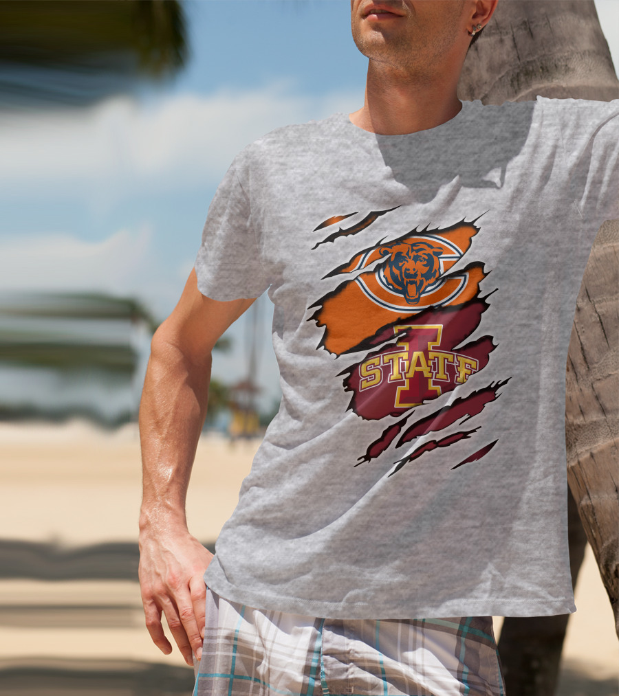 Chicago Bears Iowa State Cyclones Torn Claw T-Shirt