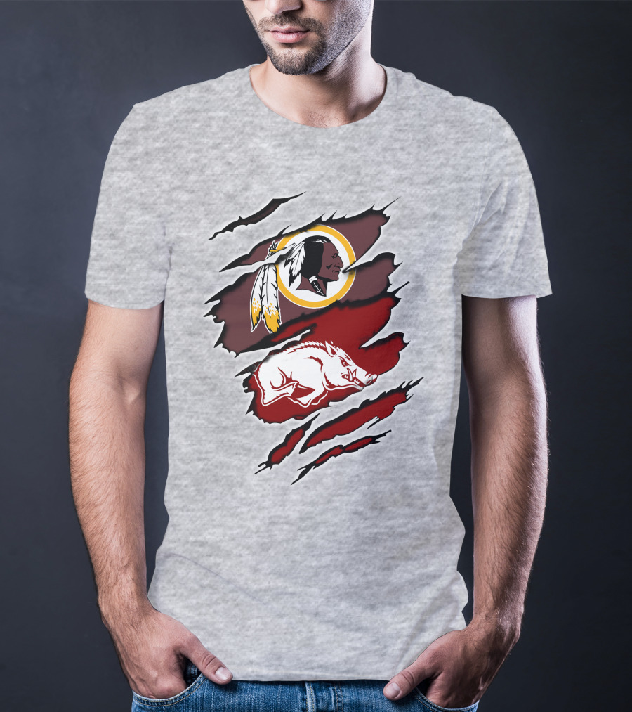 Washington Football Team Arkansas Razorbacks Ripped Claw T-Shirt