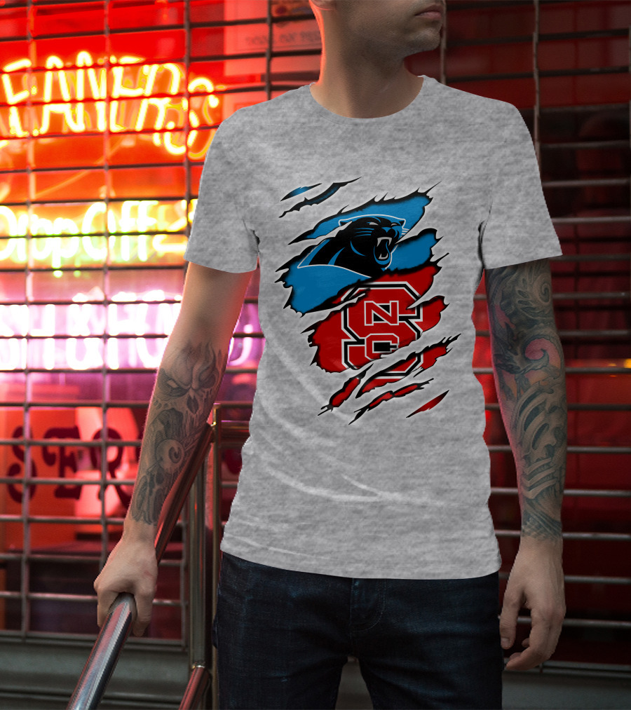 Carolina Panthers NC State Wolfpack Claw Marks T-Shirt