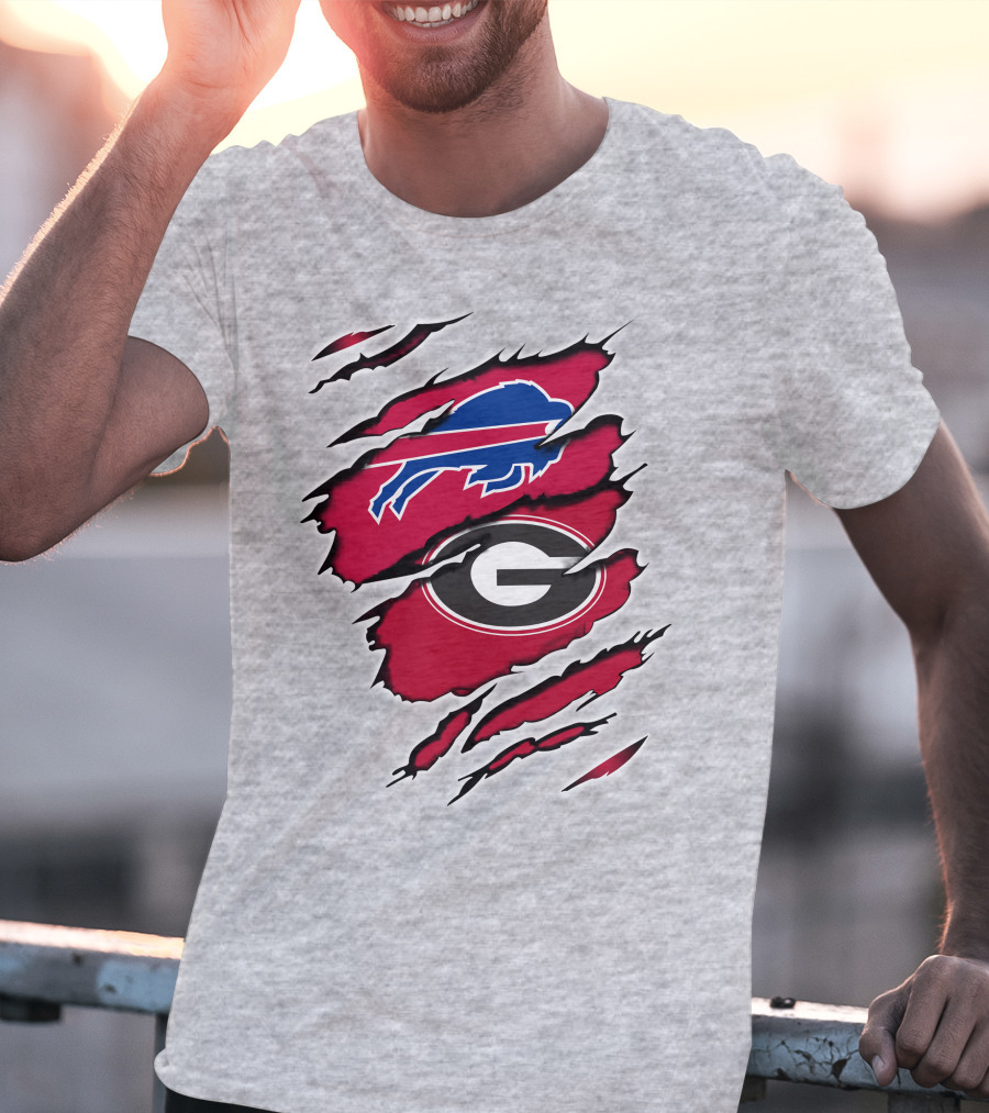 Buffalo Bills Georgia Bulldogs Claw Marks Fan Mashup Logo Emblem T-Shirt