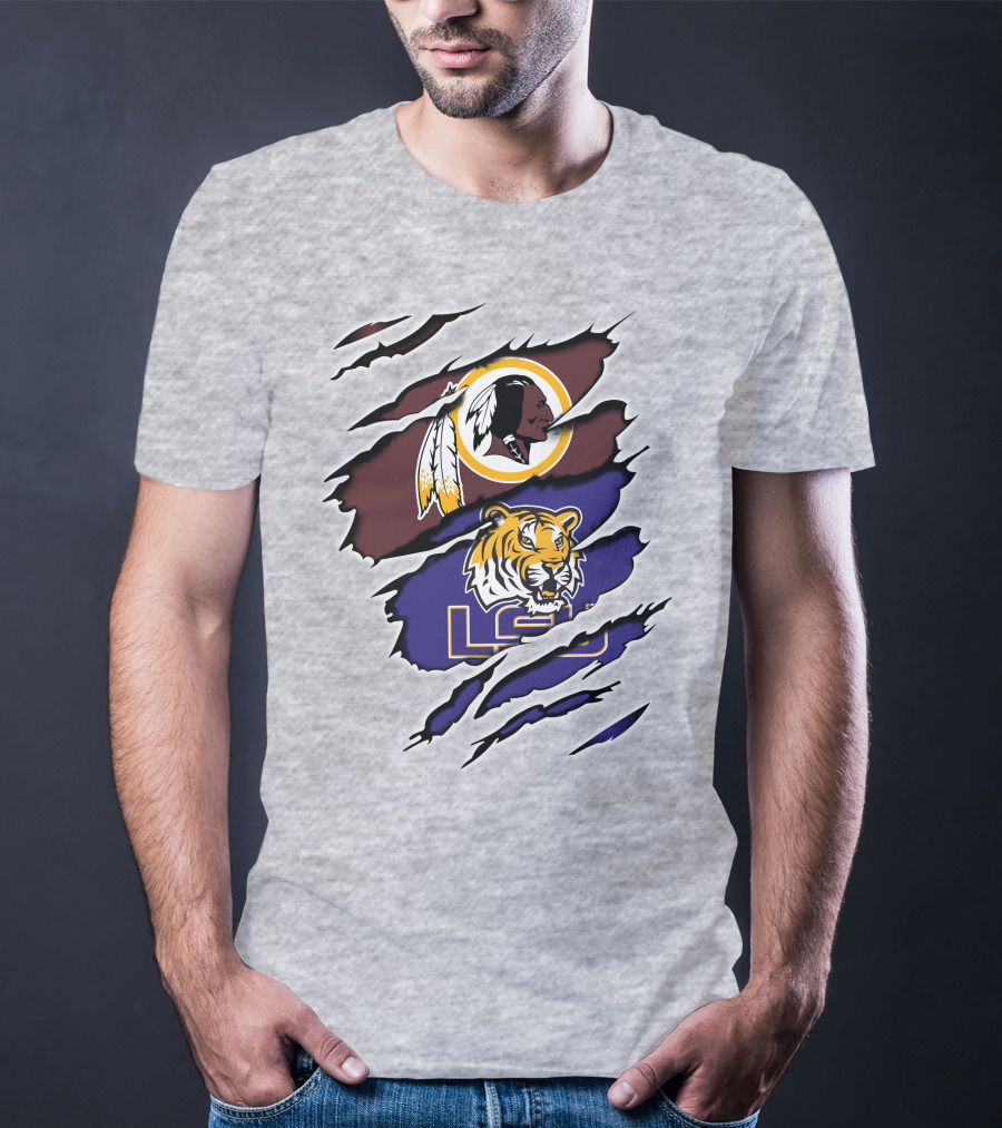 Washington Redskins Lsu Tigers Logo Claw Marks T-Shirt