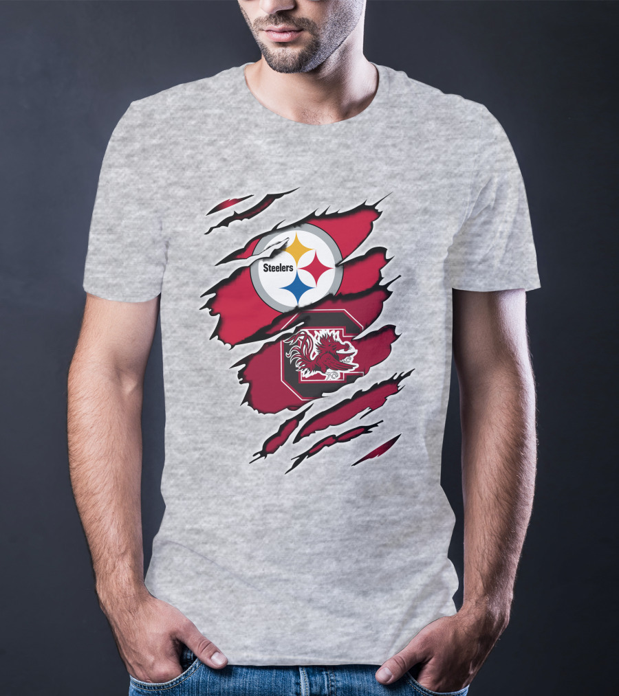 Steelers Gamecocks Ripped T-Shirt