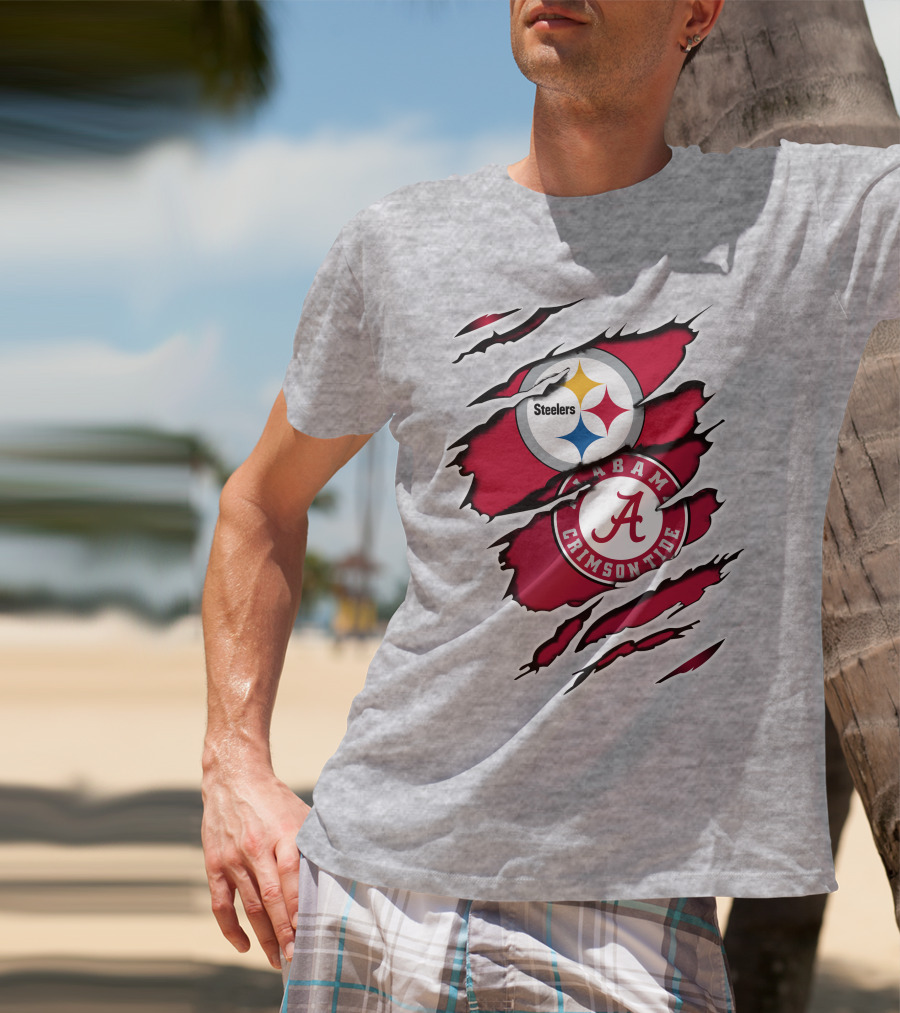 Steelers Alabama Crimson Tide Fan Logo Collaboration T-Shirt