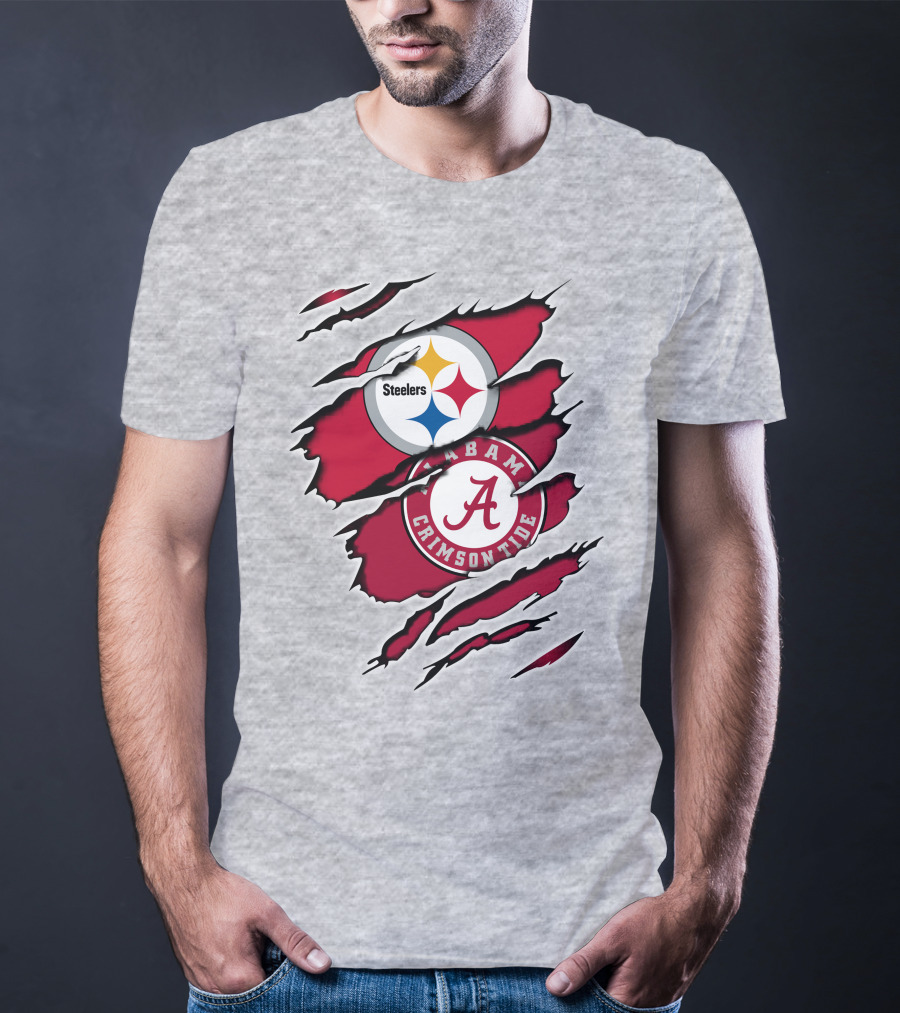 Steelers Alabama Crimson Tide Fan Logo Collaboration T-Shirt