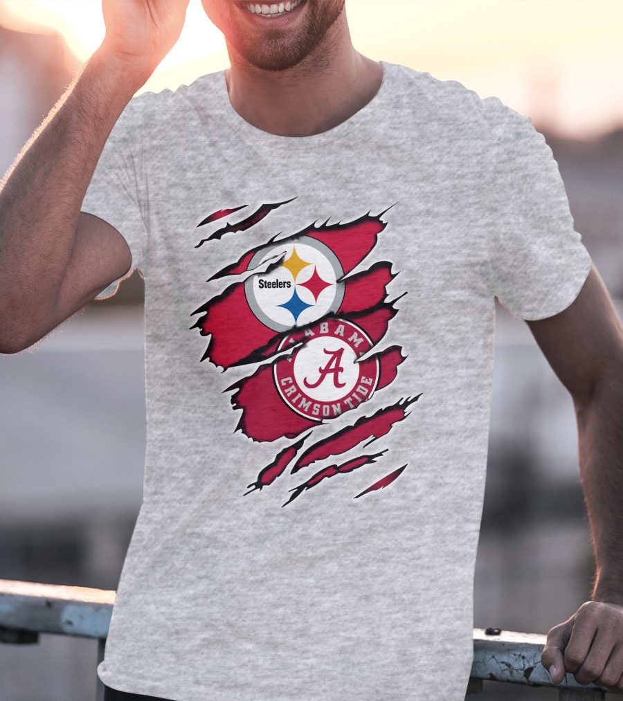 Steelers Alabama Crimson Tide Fan Logo Collaboration T-Shirt
