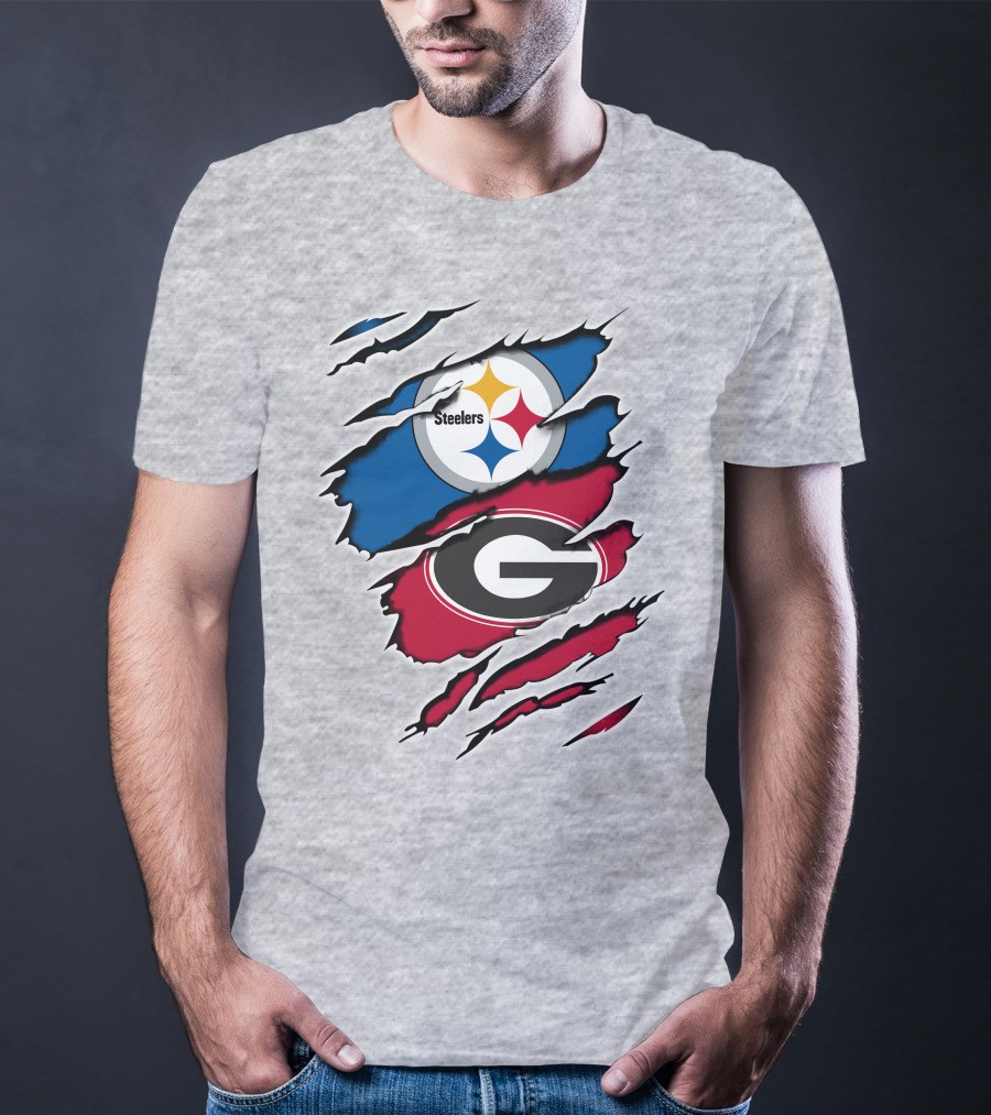 Steelers Georgia Bulldogs Fan Crossover T-Shirt