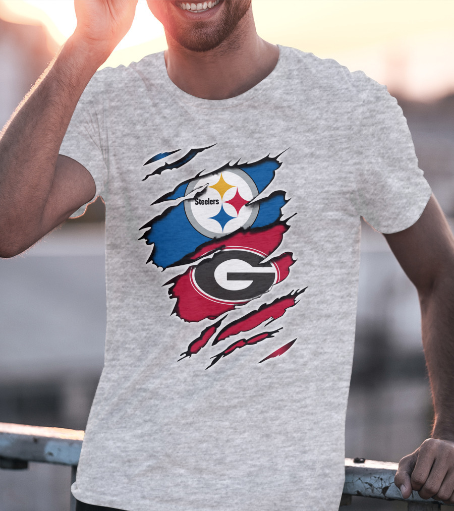 Steelers Georgia Bulldogs Fan Crossover T-Shirt