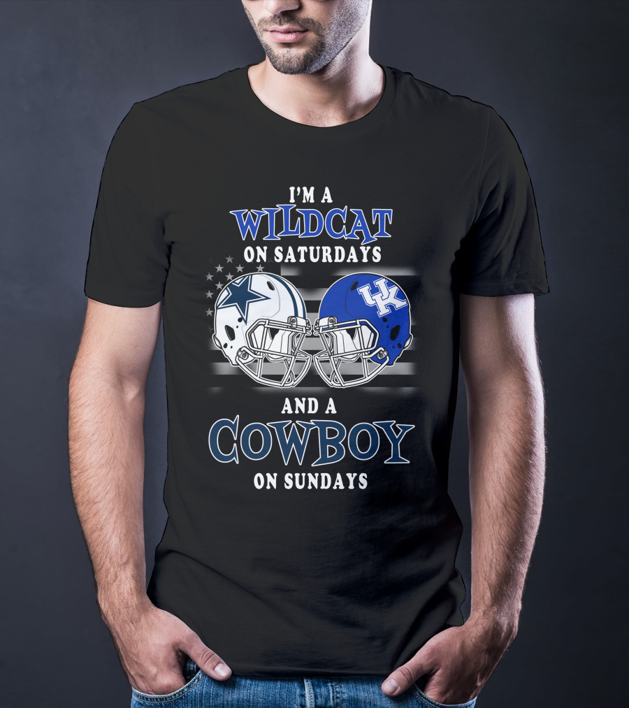 I'm A Wildcat On Saturdays And A Cowboy On Sundays Helmet Football T-Shirt