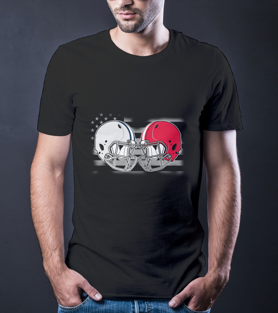 Cow Bul Football Helmets American Flag T-Shirt