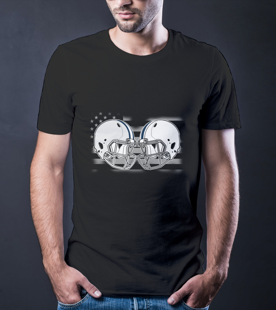 Cow Cava American Football Helmets United States Flag T-Shirt