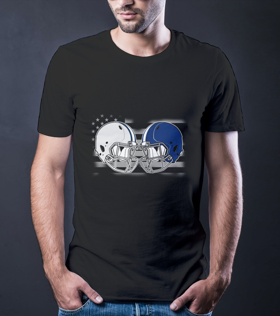 Cow Lions American Flag Football Helmets T-Shirt