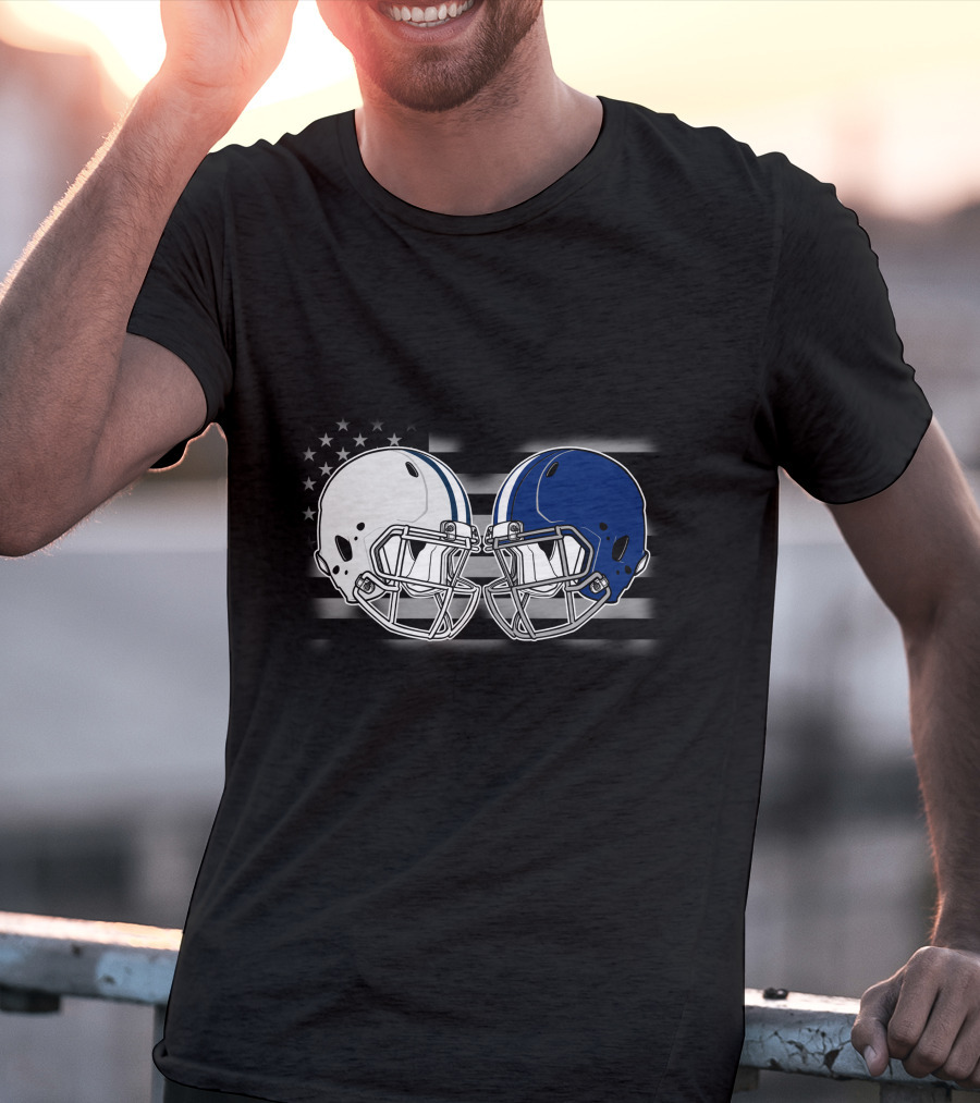 Cow Lions American Flag Football Helmets T-Shirt