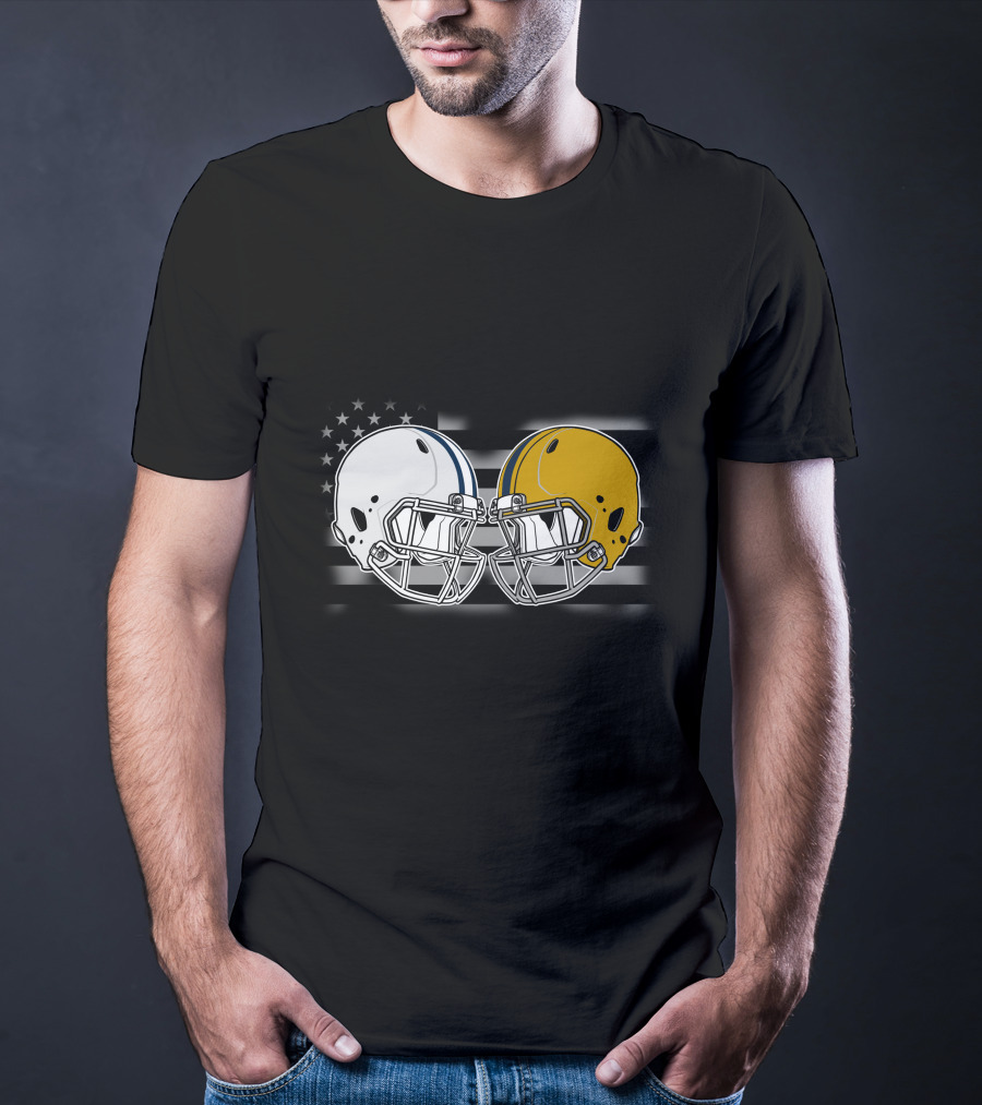 American Flag Football Helmets Cow Iris T-Shirt