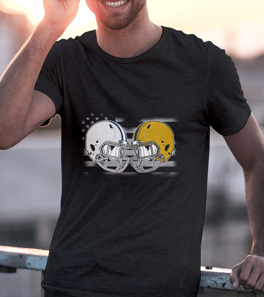 American Flag Football Helmets Cow Iris T-Shirt