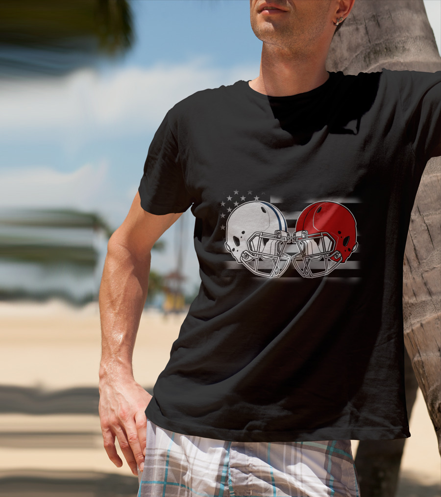 American Flag Football Helmets Clash T-Shirt