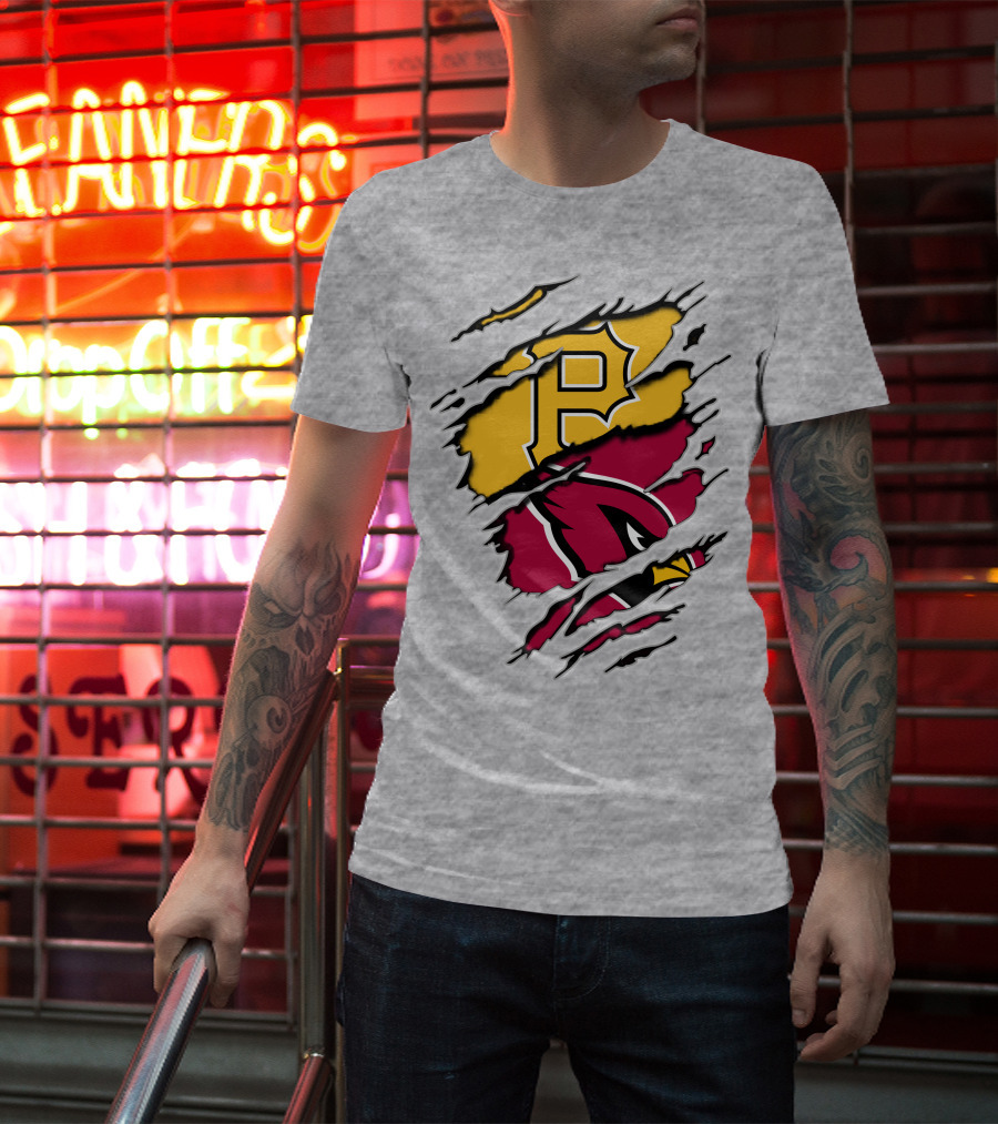 Cardinals Pirates Logos Ripped T-Shirt