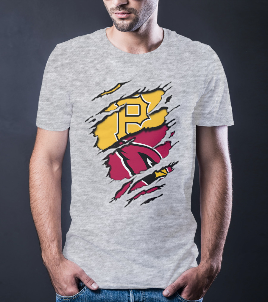 Cardinals Pirates Logos Ripped T-Shirt