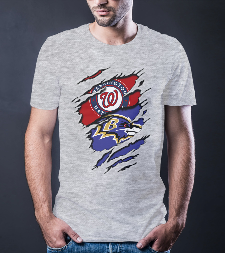 Washington Nationals Baltimore Ravens Logos T-Shirt
