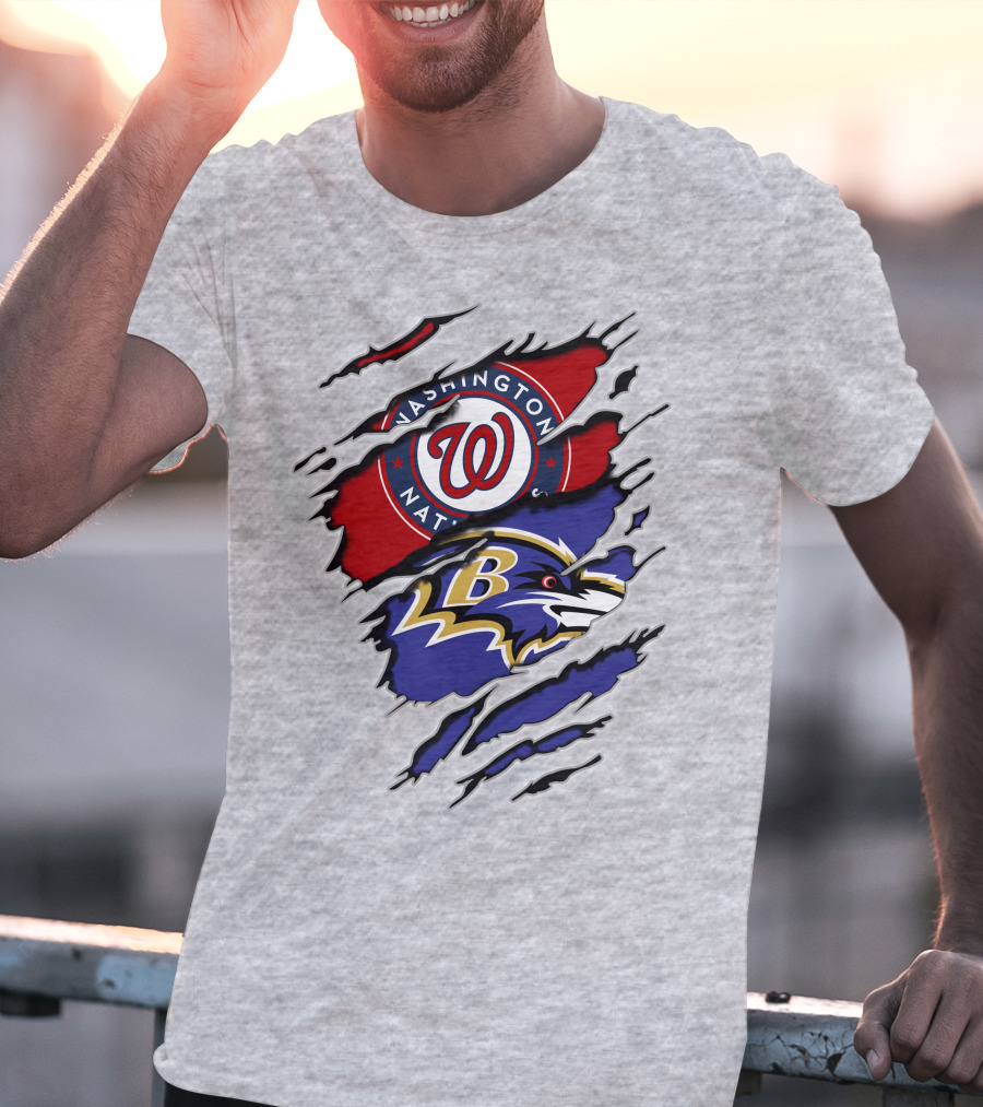 Washington Nationals Baltimore Ravens Logos T-Shirt