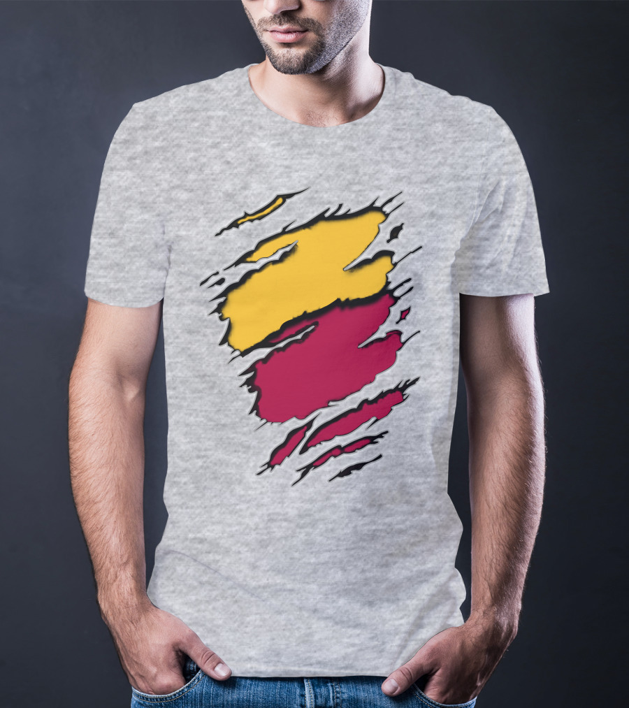 Cardinals Pirates Ripped Claw Marks Emblem Red Yellow Contrast T-Shirt