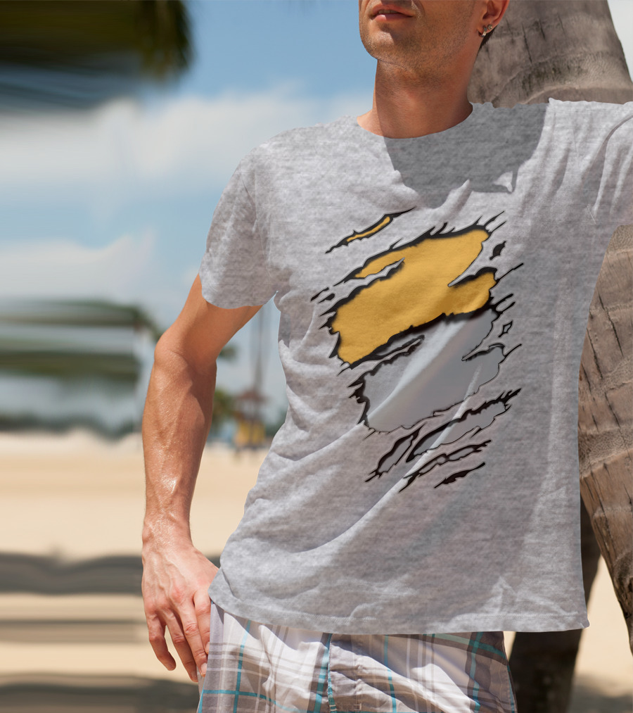 Raiders Athletics Gray And Gold Torn Texture T-Shirt