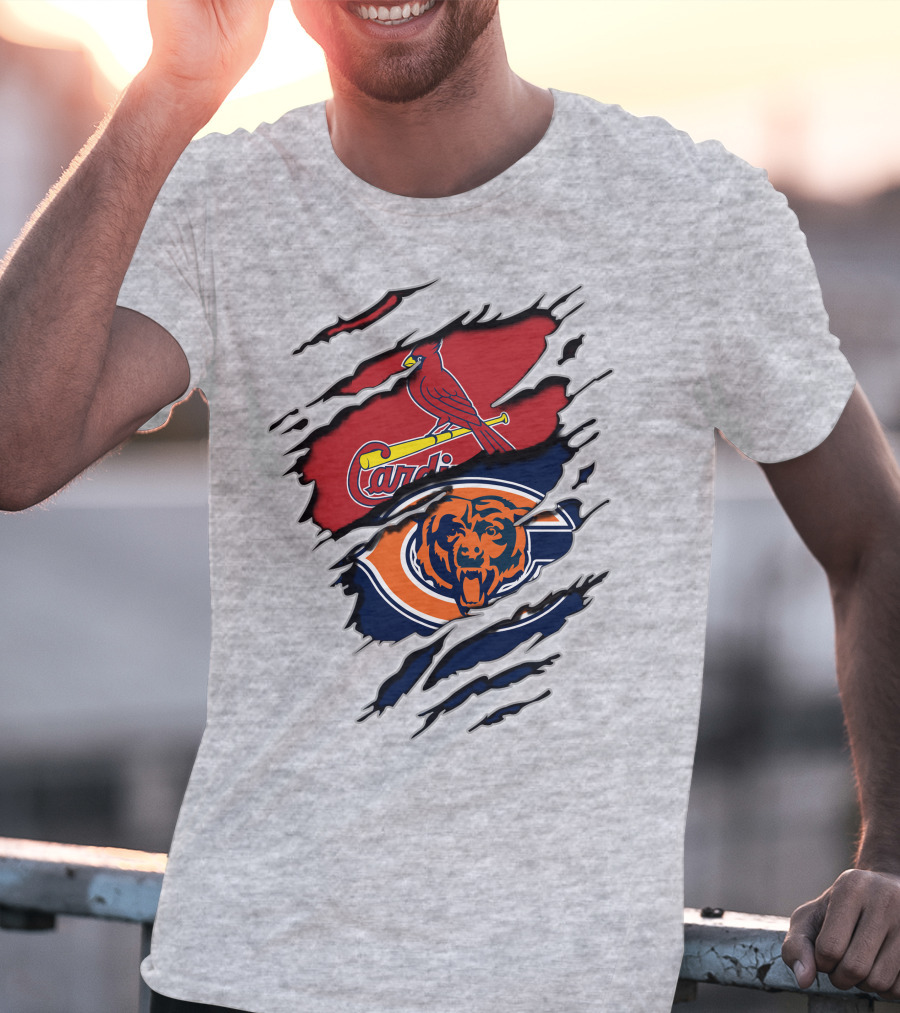 Chicago Bears St. Louis Cardinals Claw Logos T-Shirt