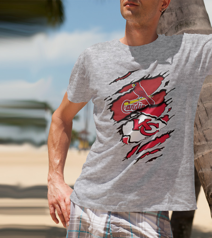 Kansas City Chiefs St. Louis Cardinals Logo Mashup T-Shirt