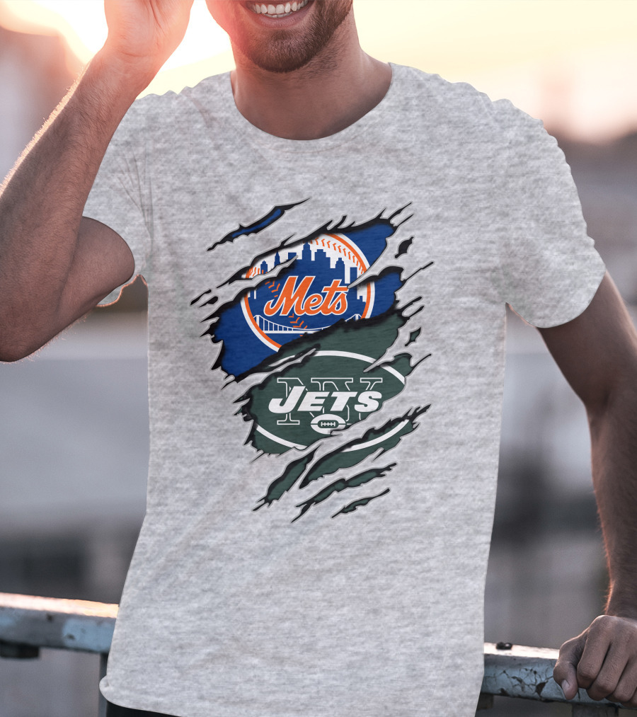 New York Mets Jets Crossover Logo T-Shirt