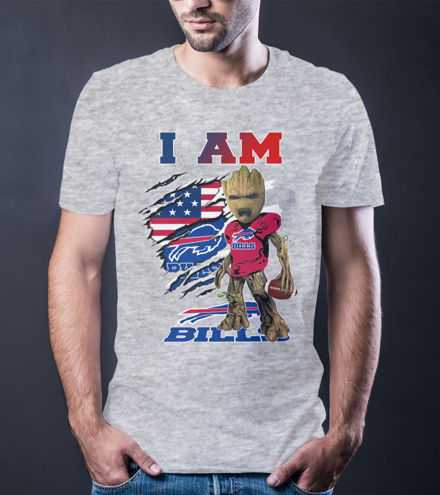I Am Bills Buffalo Football Groot Usa Flag T-Shirt