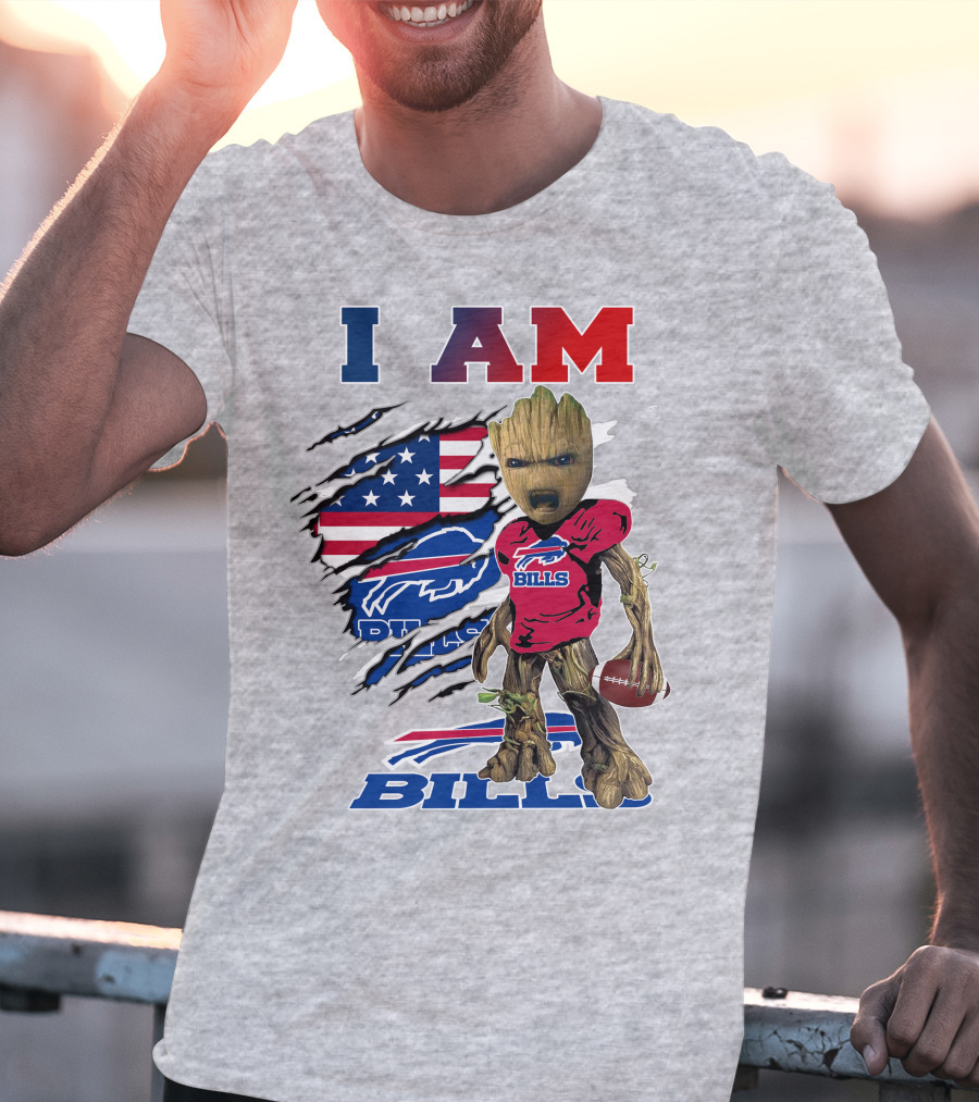 I Am Bills Buffalo Football Groot Usa Flag T-Shirt