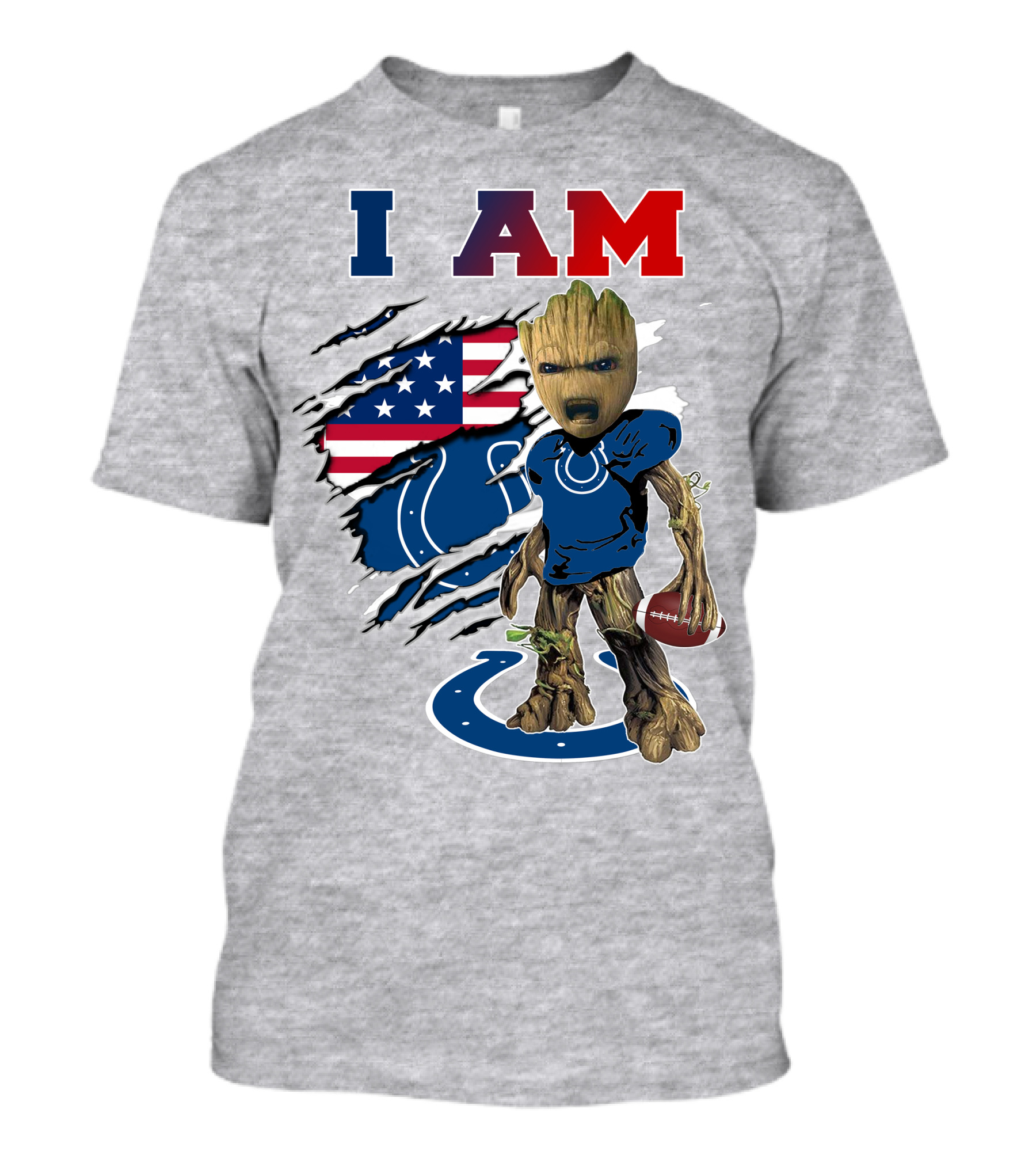 I Am Groot Colts Football American Flag T-Shirt