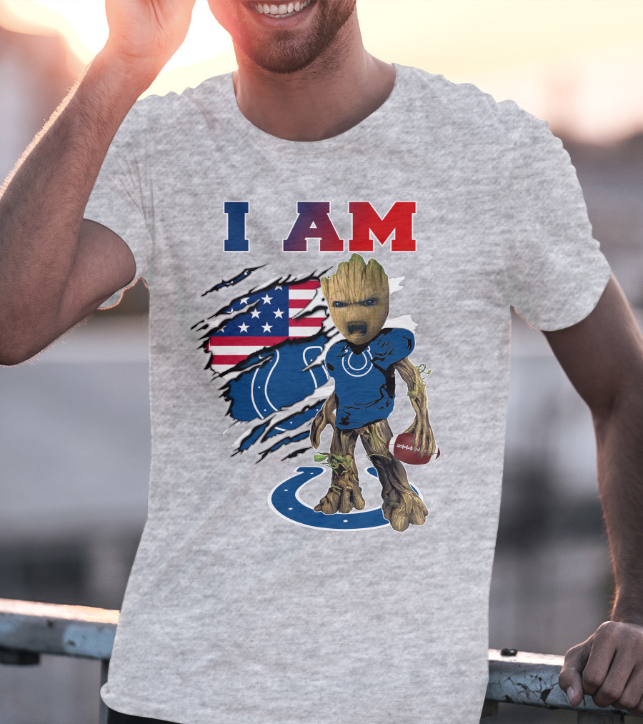 I Am Groot Colts Football American Flag T-Shirt