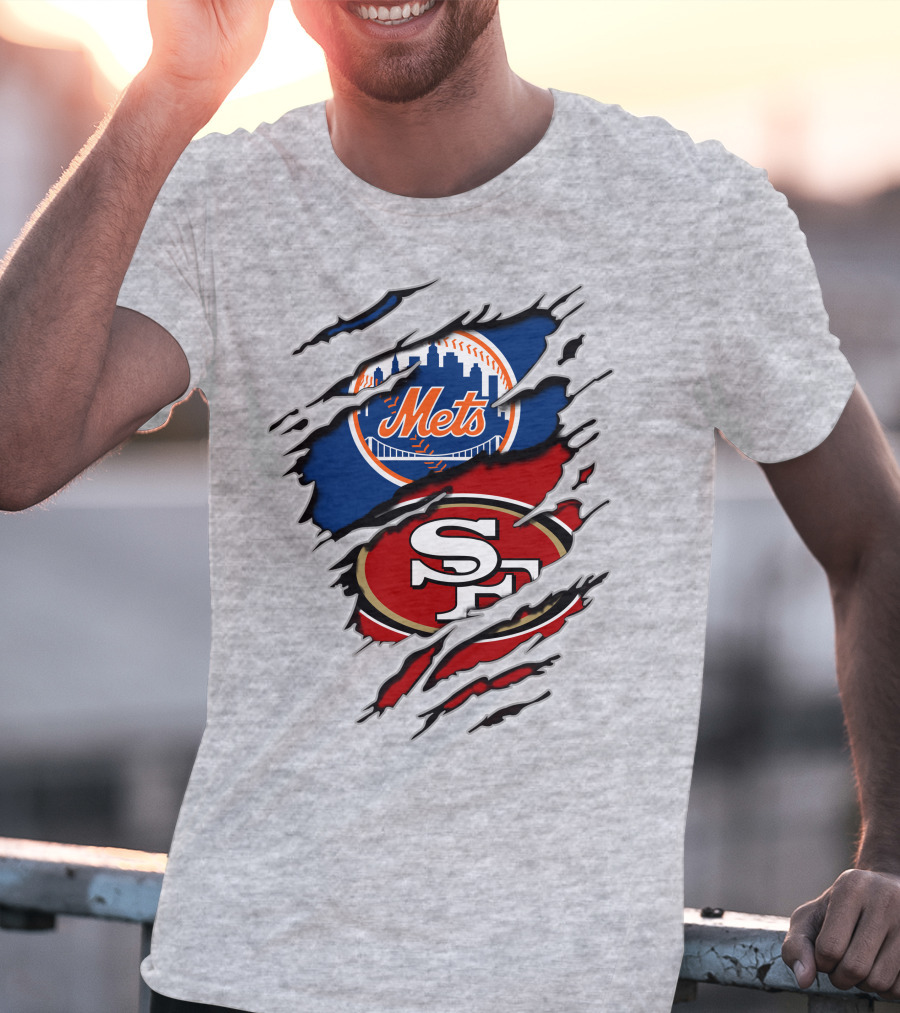 49ers Sf New York Mets Football Baseball Logos T-Shirt