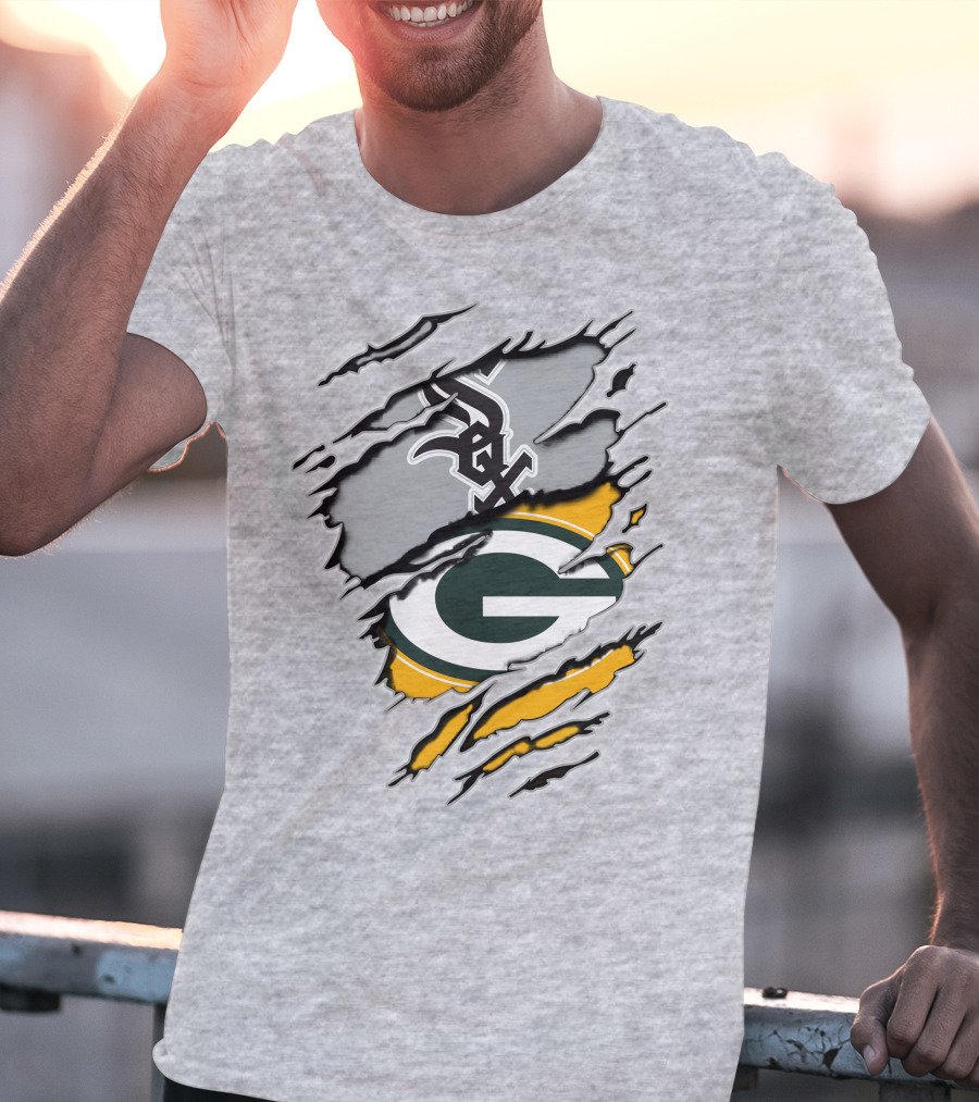 Packers White Sox Black And Green Rip Claw Marks T-Shirt