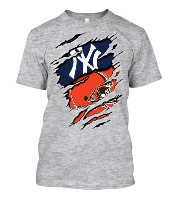 Yankees Browns Football Helmet Fusion T-Shirt